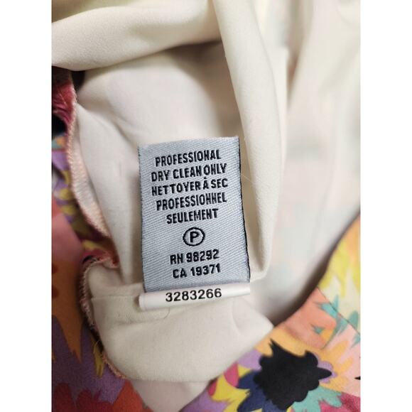 Tibi Tiered Silk Mini Skirt Sz 6 Bright Colorful Floral Coral Fuchsia Yellow - Picture 6 of 9